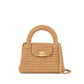 Chanel Mini Shopping Bag Dark Beige Braided Rafia Gold Tone Metal