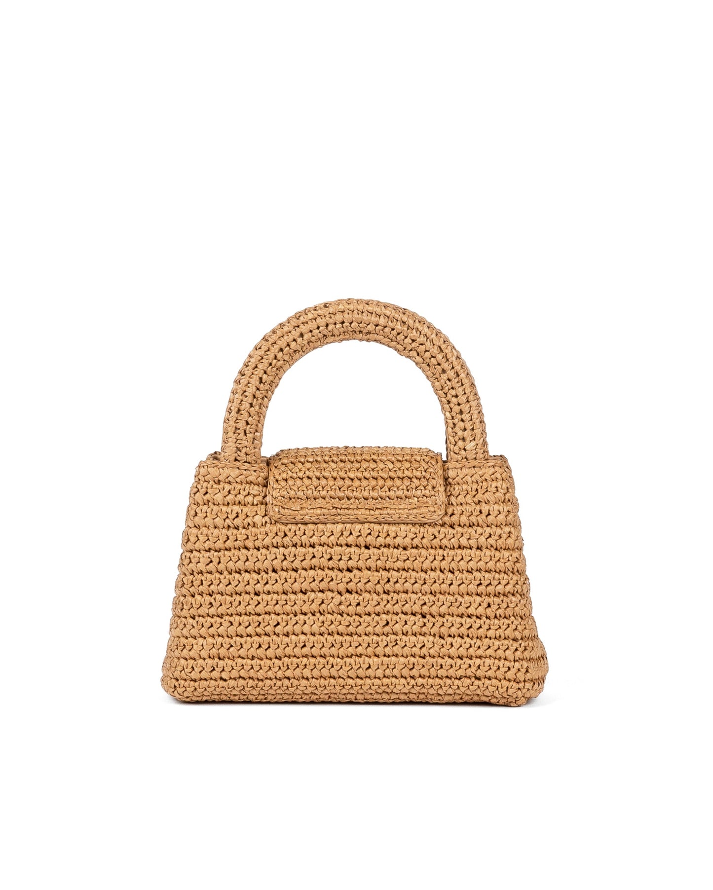 Chanel Mini Shopping Bag Dark Beige Braided Rafia Gold Tone Metal