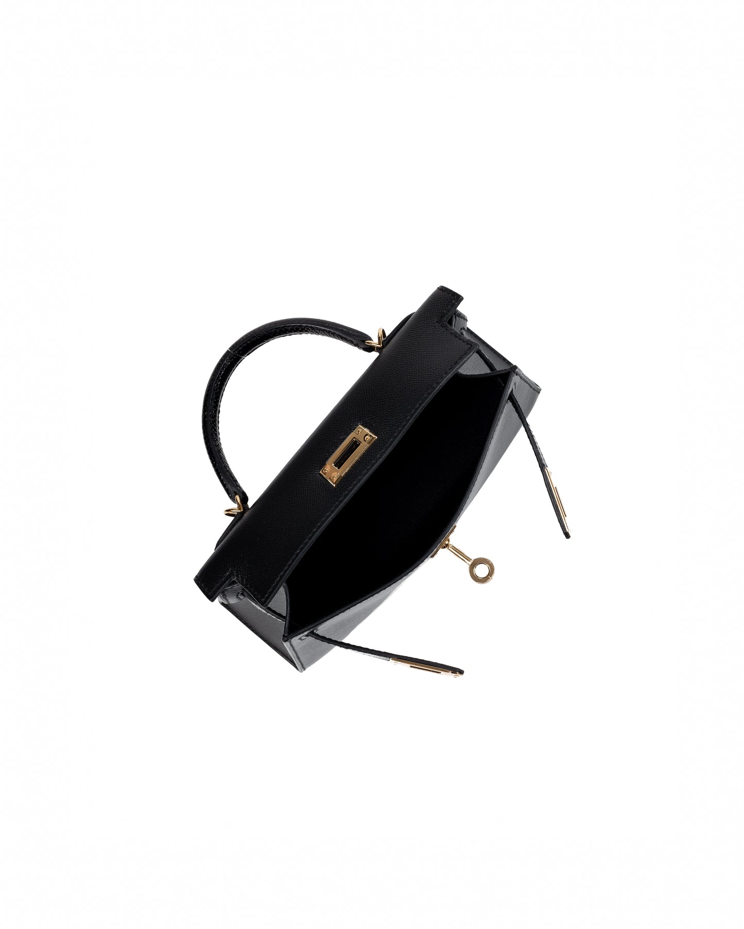 Kelly 20cm Sellier Black Madame Veau Lizard Touch Gold Hardware