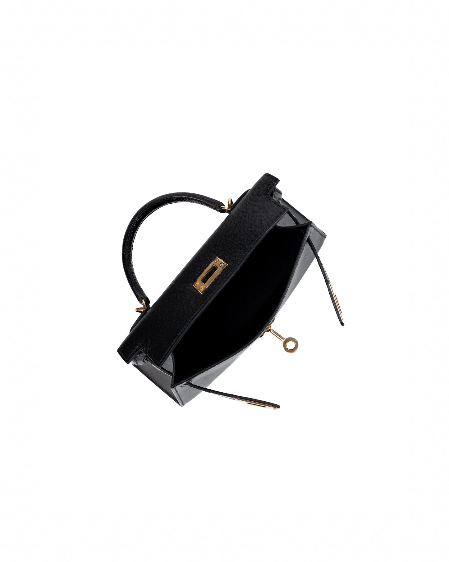 Kelly 20 Black in Veau Madame leather and Lizard touch with Gold Hardware