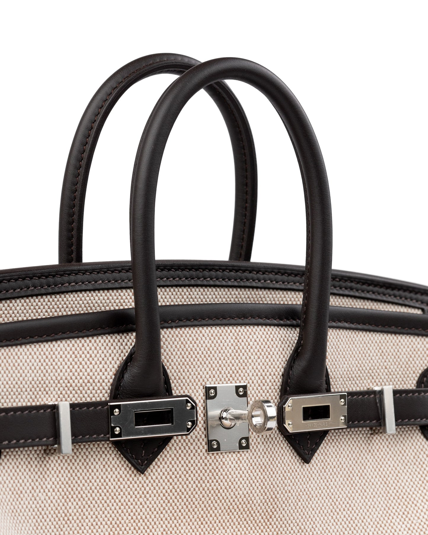 Birkin 25 Cargo Bai Brun in Toile / Swift Leather with Palladium Hardware