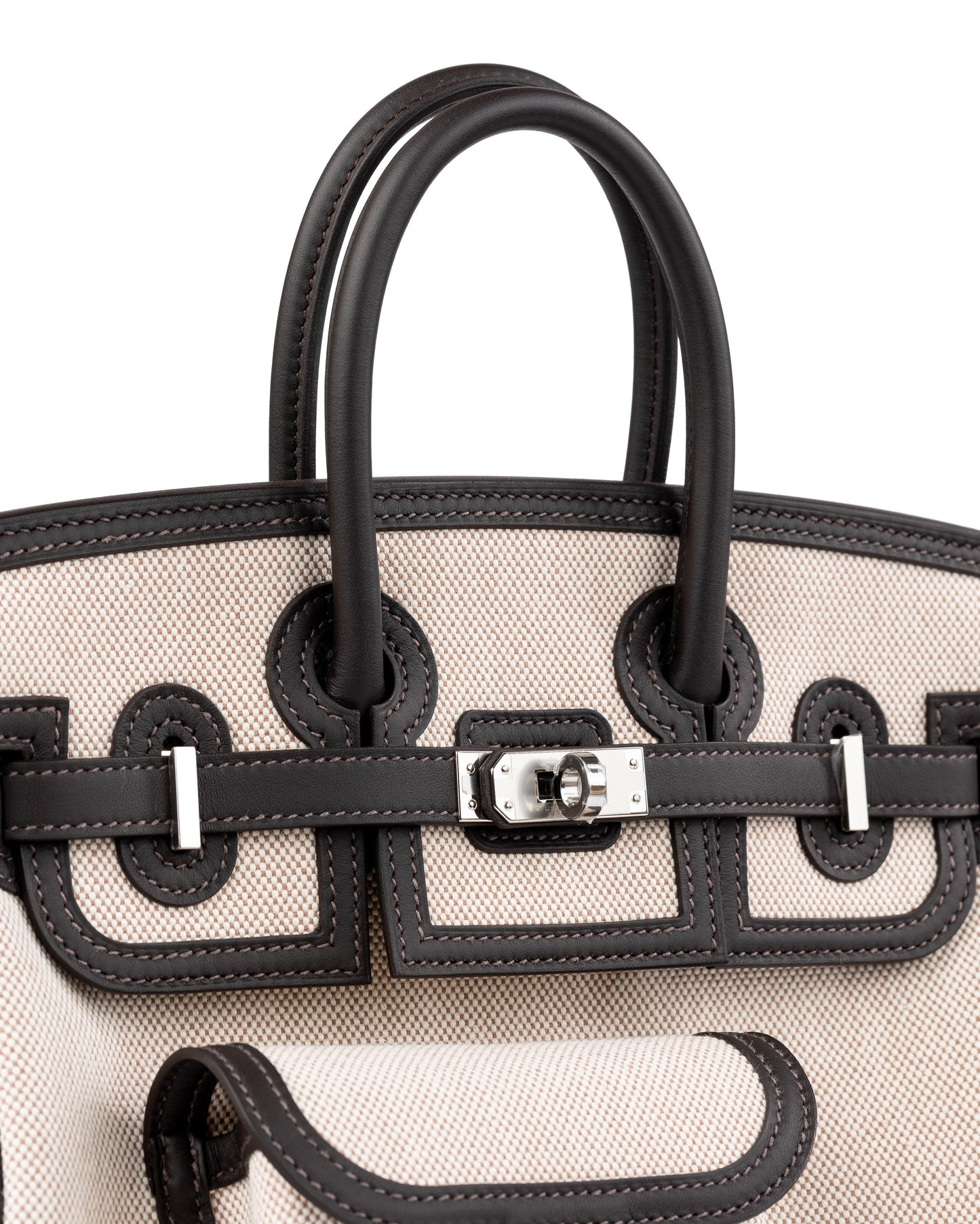 Birkin 25 Cargo Bai Brun in Toile / Swift Leather with Palladium Hardware