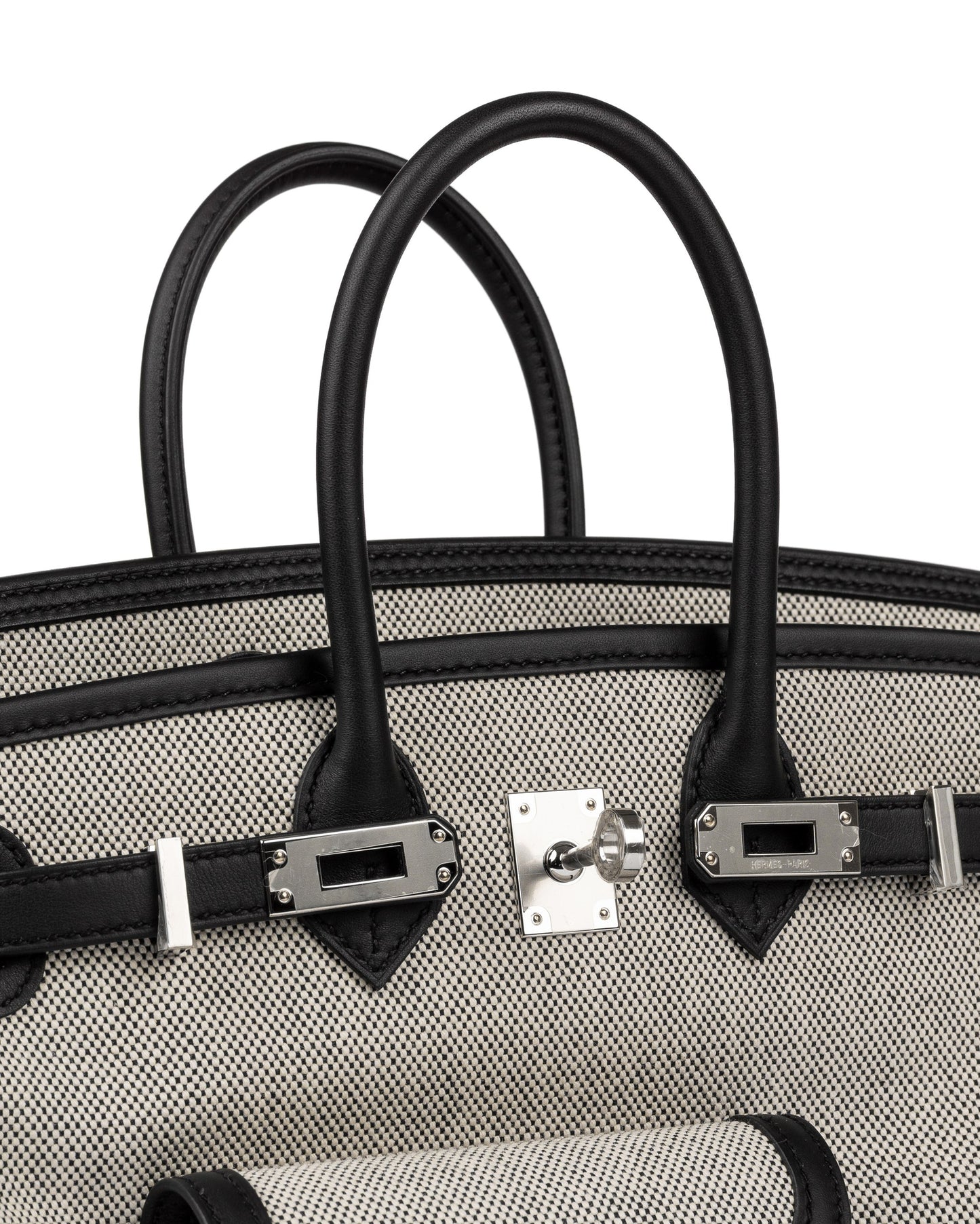 Birkin 25 Cargo Ecru/Black in Toile & Swift Leather with Palladium Hardware