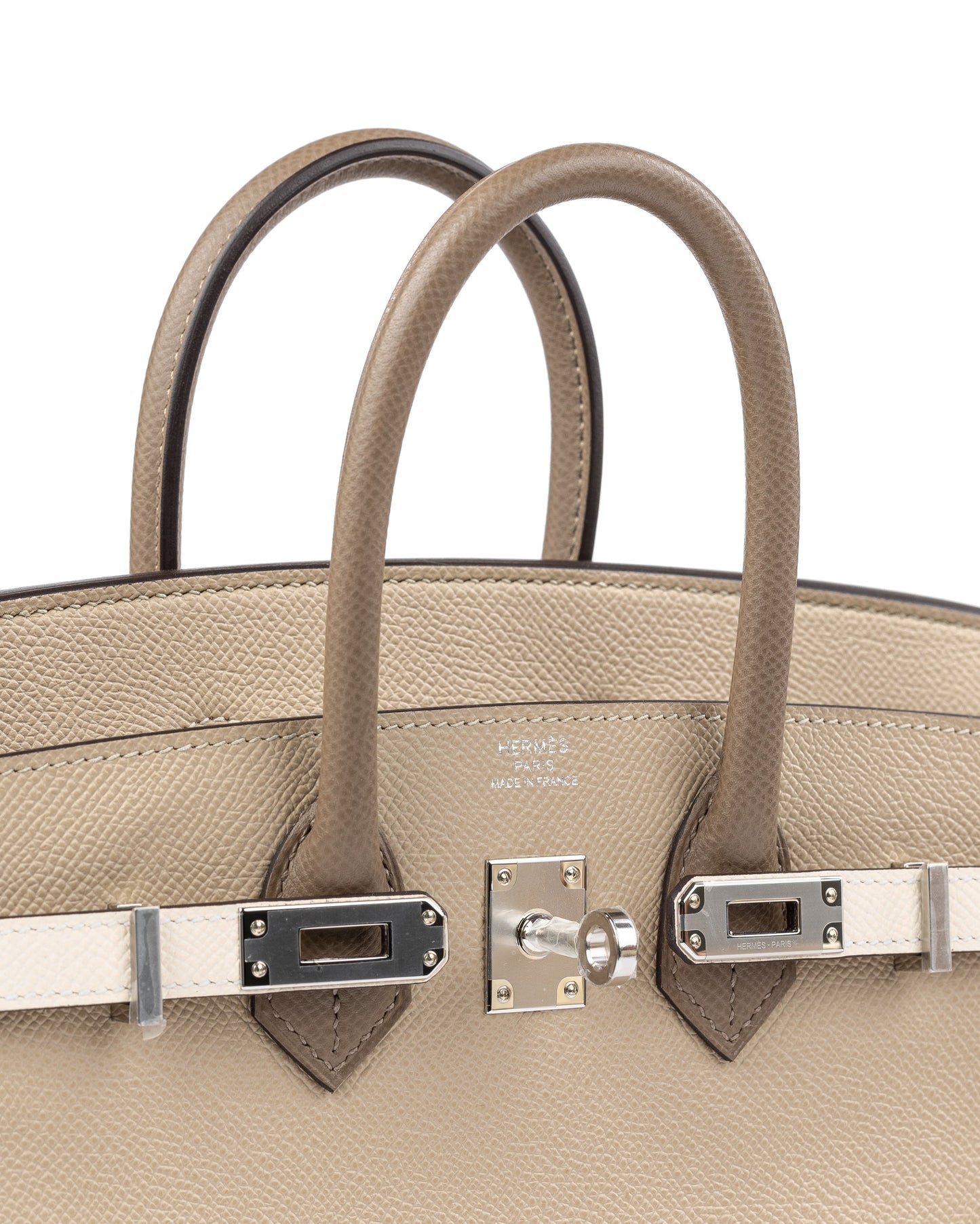 Birkin 25 Retourne Tri-colour Trench / Craie / Etoupe in Epsom Leather with Palladium Hardware