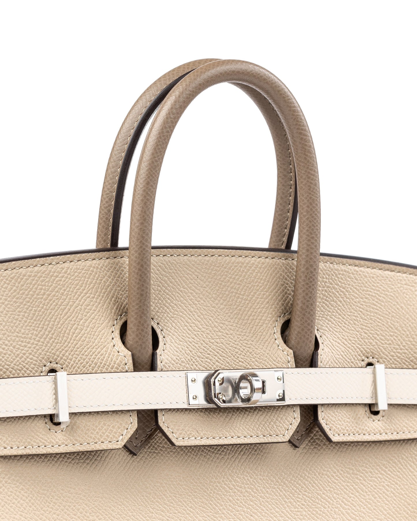 Birkin 25 Retourne Tri-colour Trench / Craie / Etoupe in Epsom Leather with Palladium Hardware