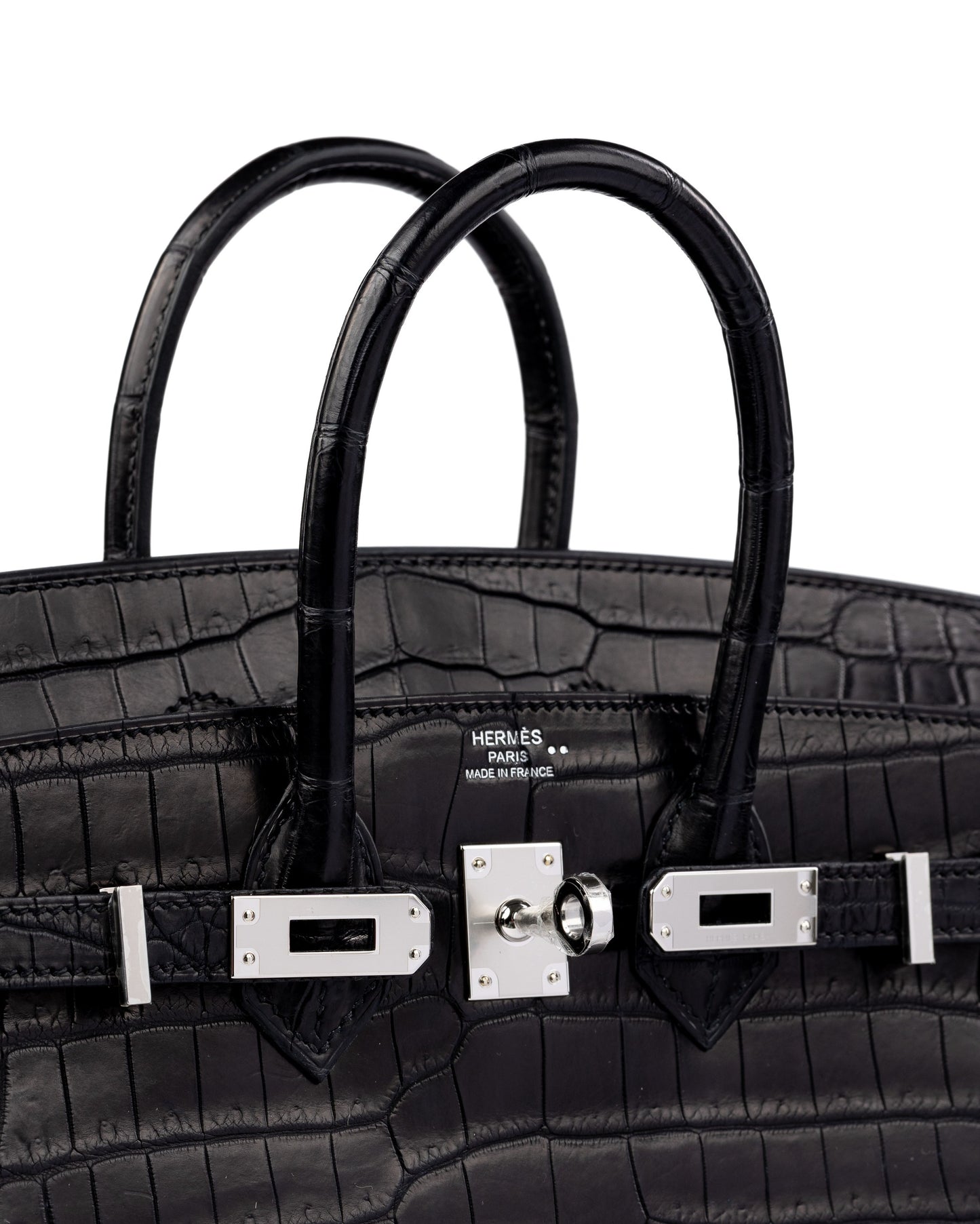 Birkin 25 Black in Matte Niloticus Crocodile with Palladium Hardware