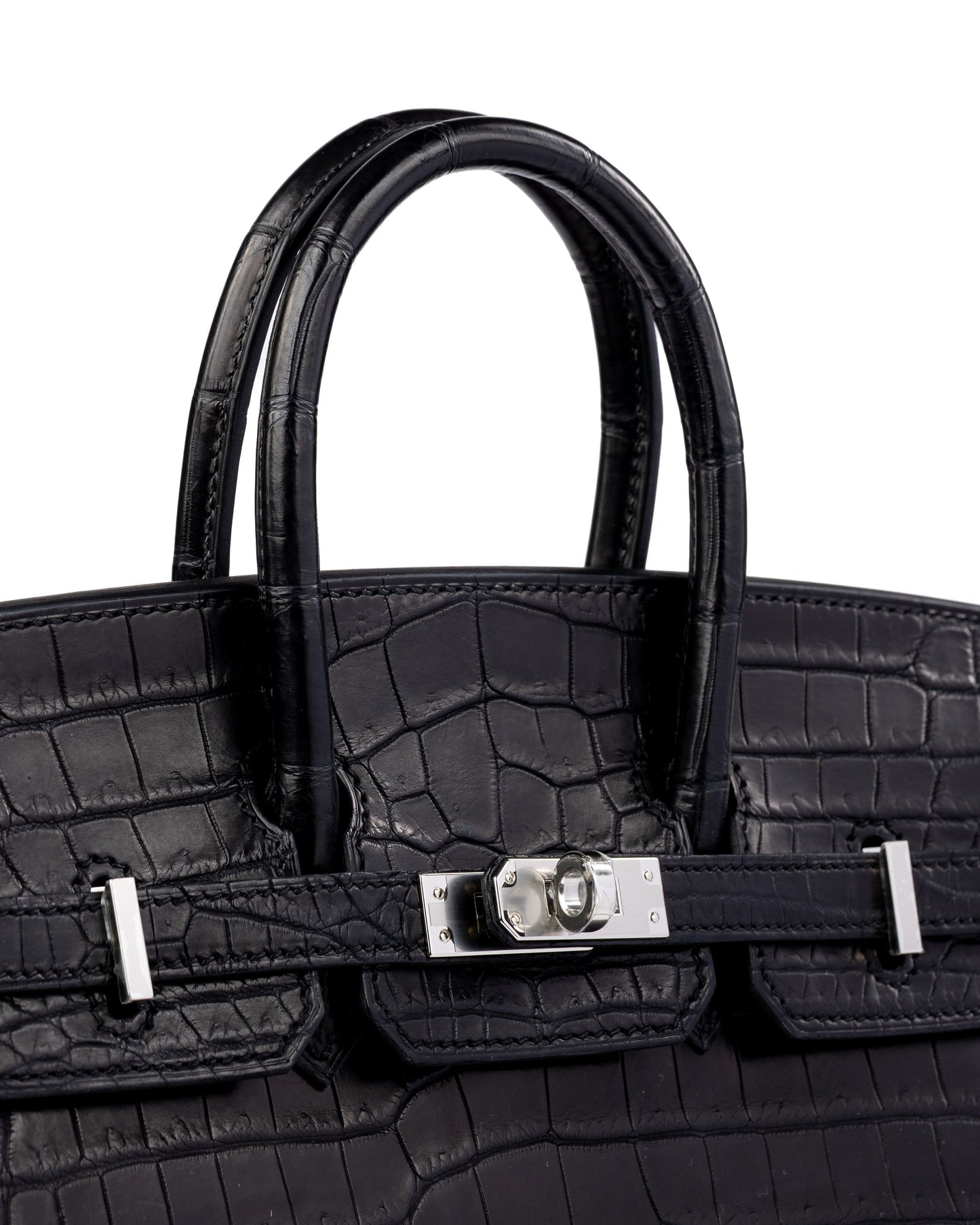 Birkin 25 Black in Matte Niloticus Crocodile with Palladium Hardware