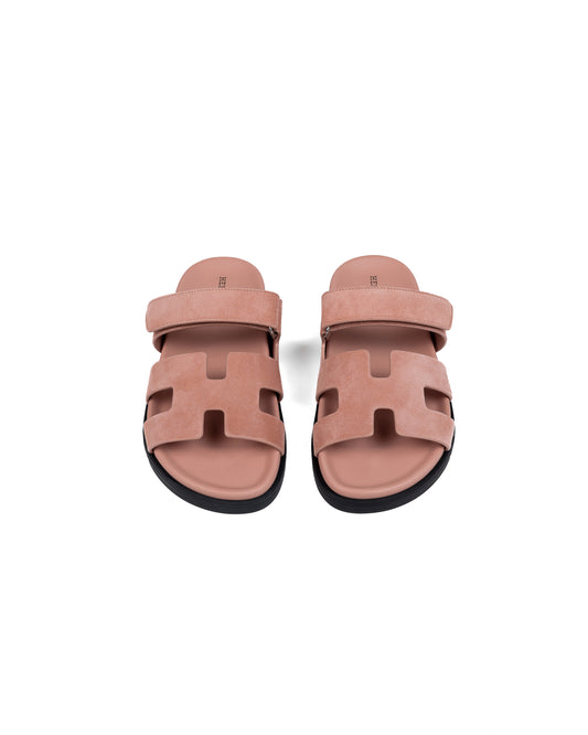 Chypre Sandals in Nude Suede leather