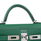 Kelly 20 Sellier Vert Vertigo in Epsom Leather with Palladium Hardware - Rare Double Strap