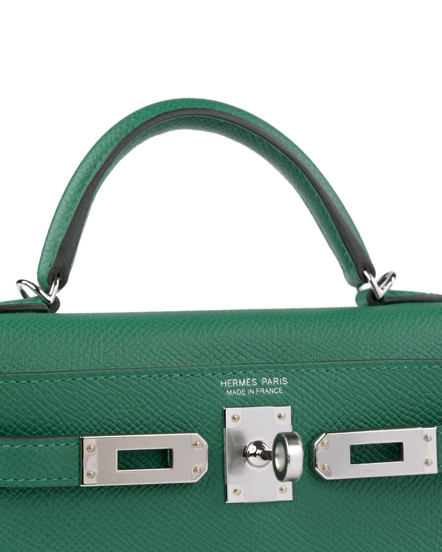 Kelly 20 Sellier Vert Vertigo in Epsom Leather with Palladium Hardware - Rare Double Strap