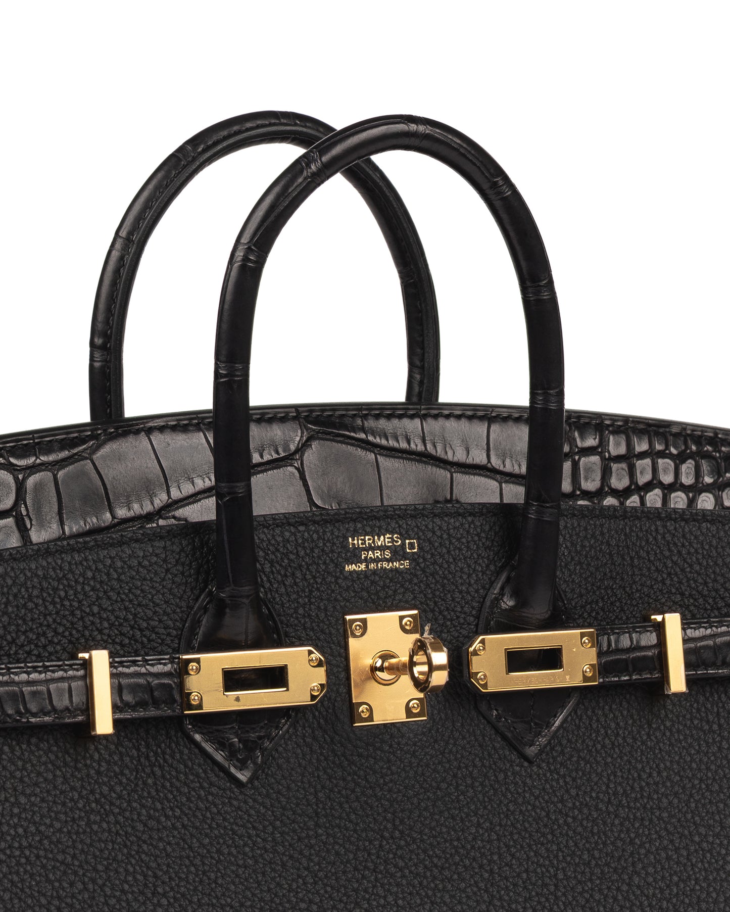 Birkin 25 Black Matte Alligator Touch Togo with Gold Hardware