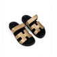 Chypre Sandals Femme Doré in Grained Goatskin with Mettalic Finish
