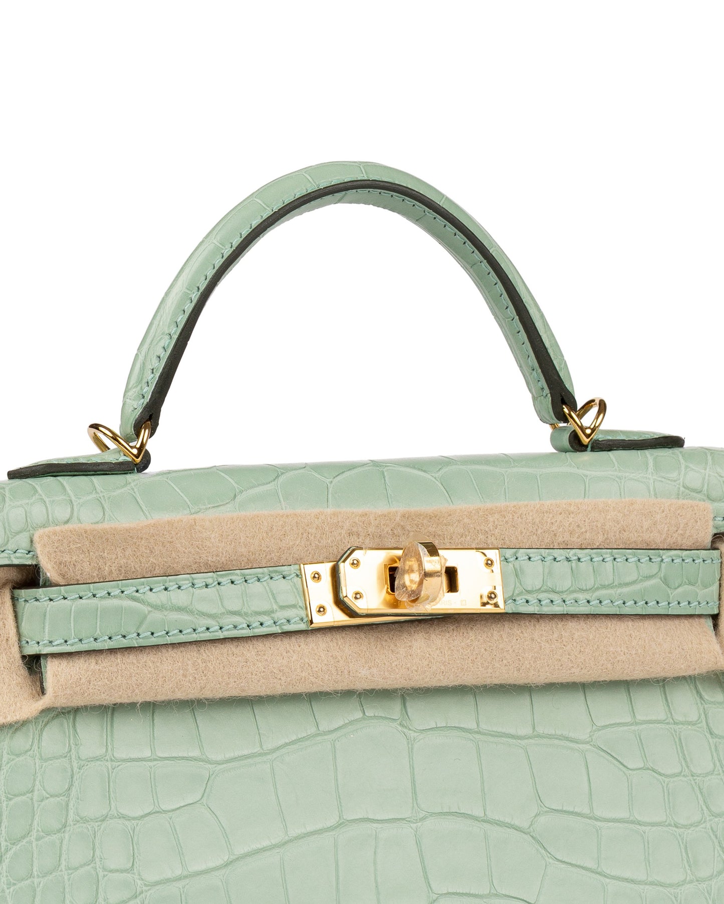 Kelly 20 Vert D'eau in Matte Alligator with Gold Hardware