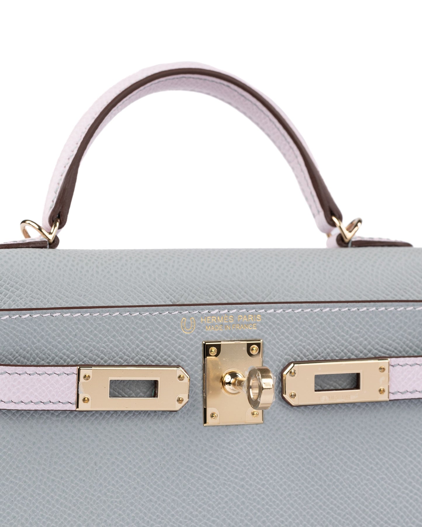 Kelly 20 HSS Sellier Bleu Glacier / Mauve Pale in Epsom Leather with Permabrass Hardware