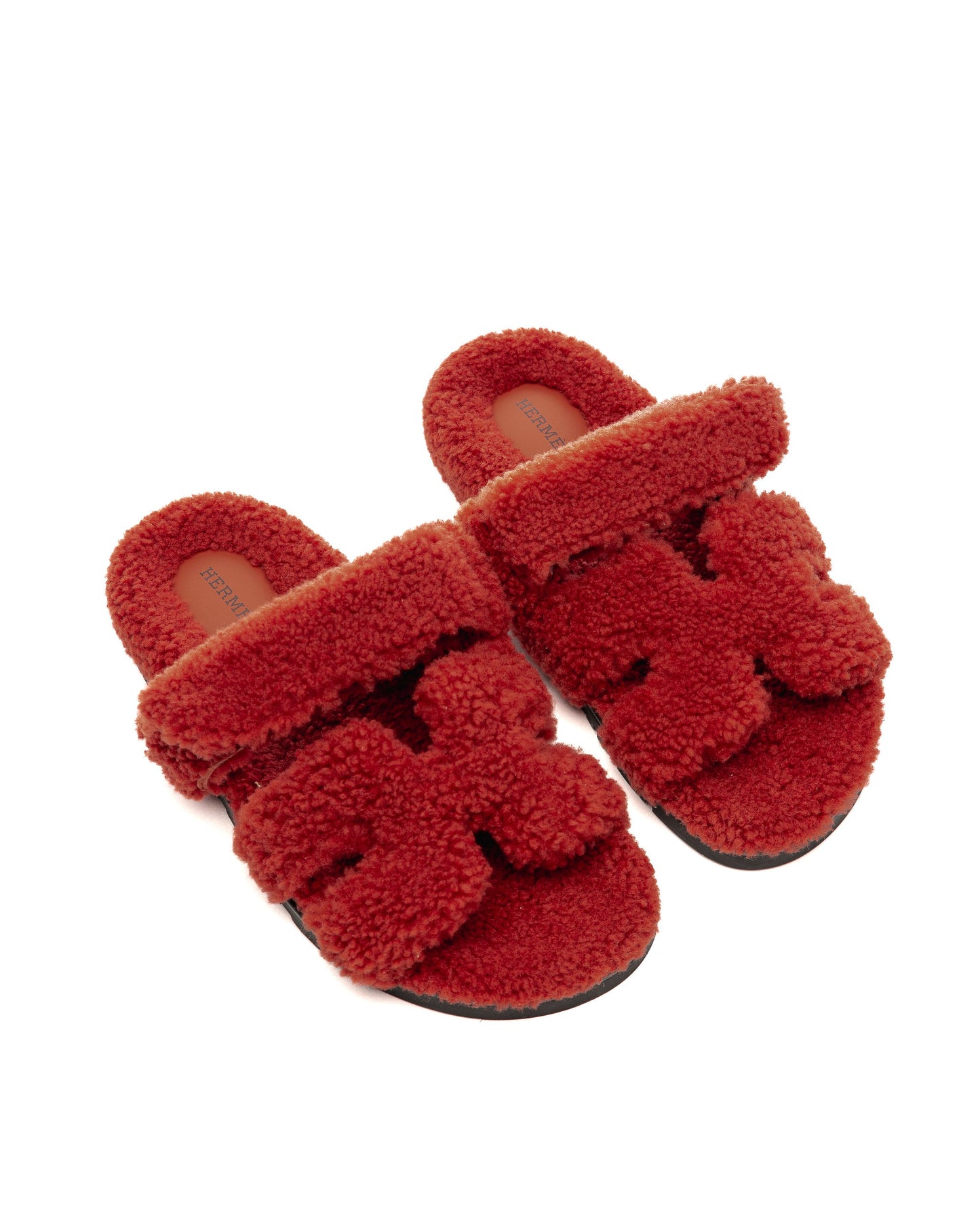 Chypre Sandals Femme Rouge De Turin in Shearling