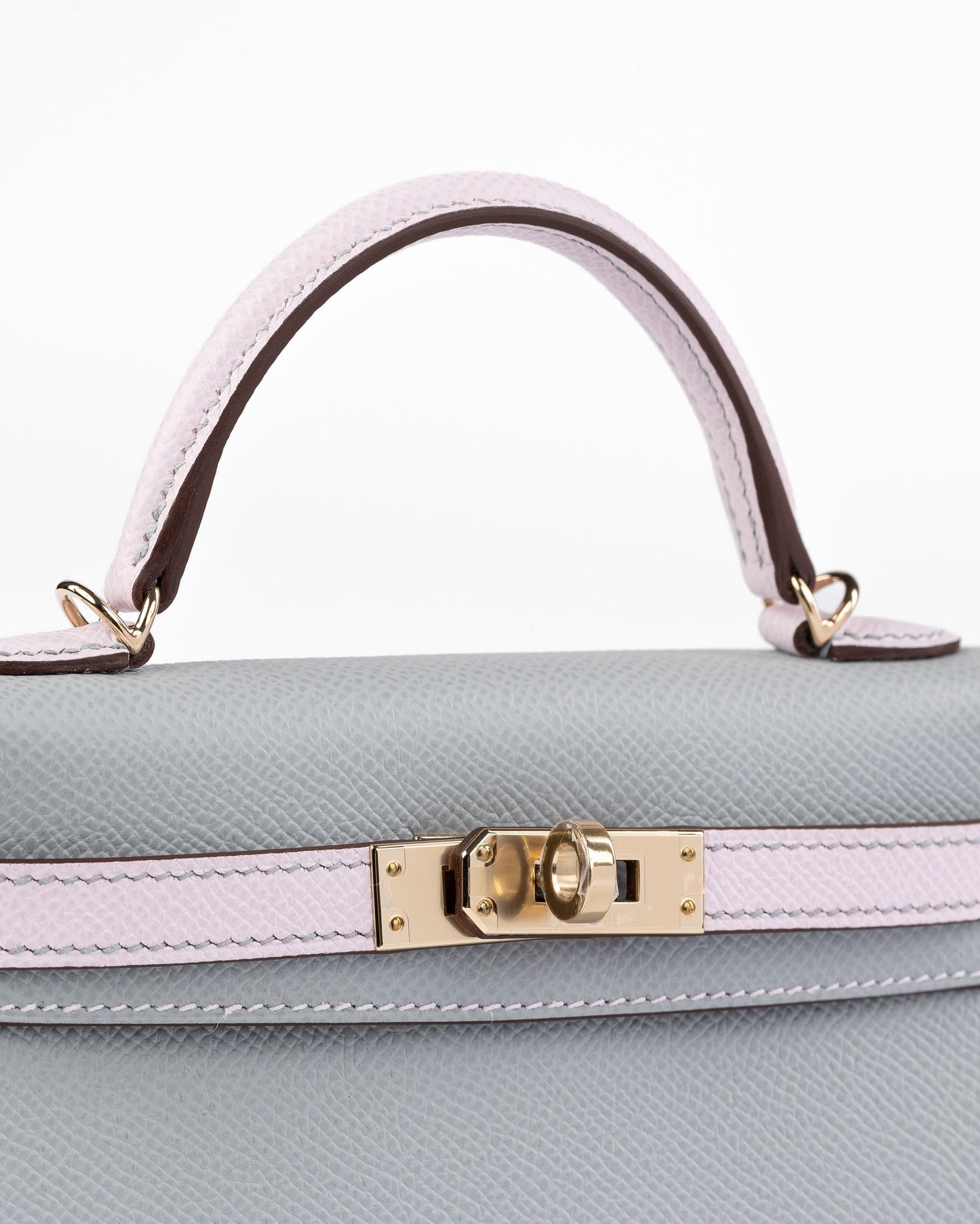 Kelly 20 HSS Sellier Bleu Glacier / Mauve Pale in Epsom Leather with Permabrass Hardware