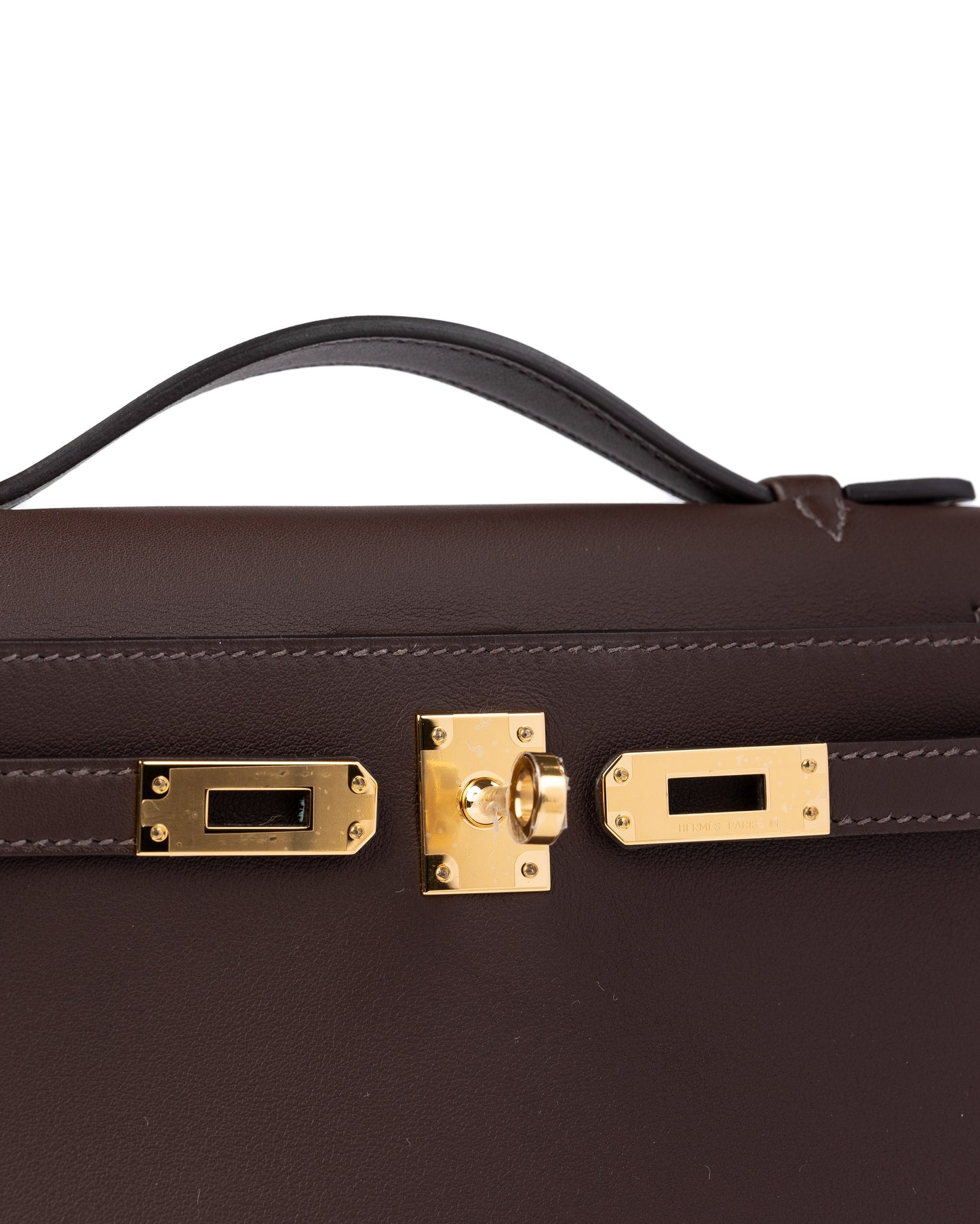 Kelly Pochette Havane in Swift Leather with Gold Hardware