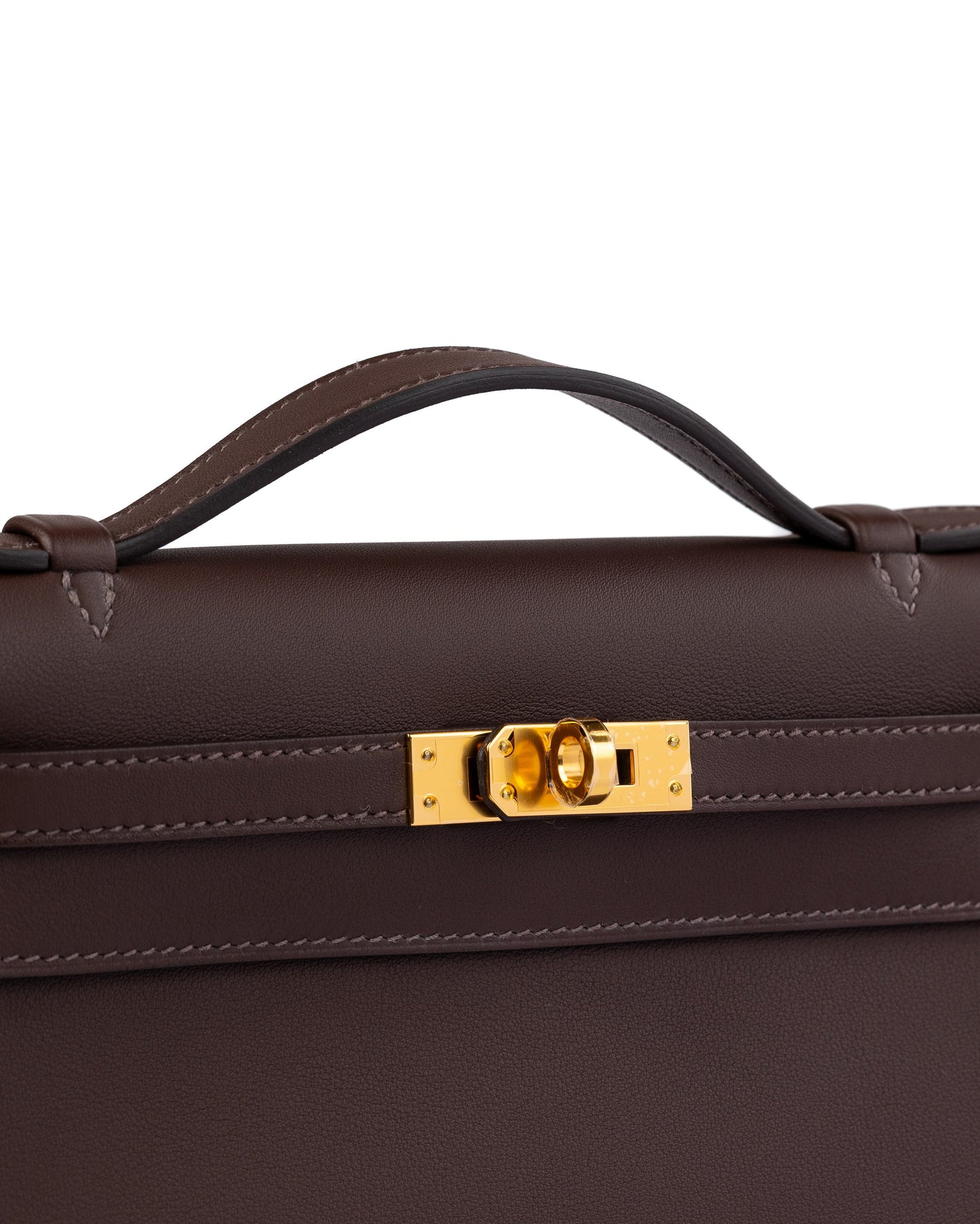 Kelly Pochette Havane in Swift Leather with Gold Hardware