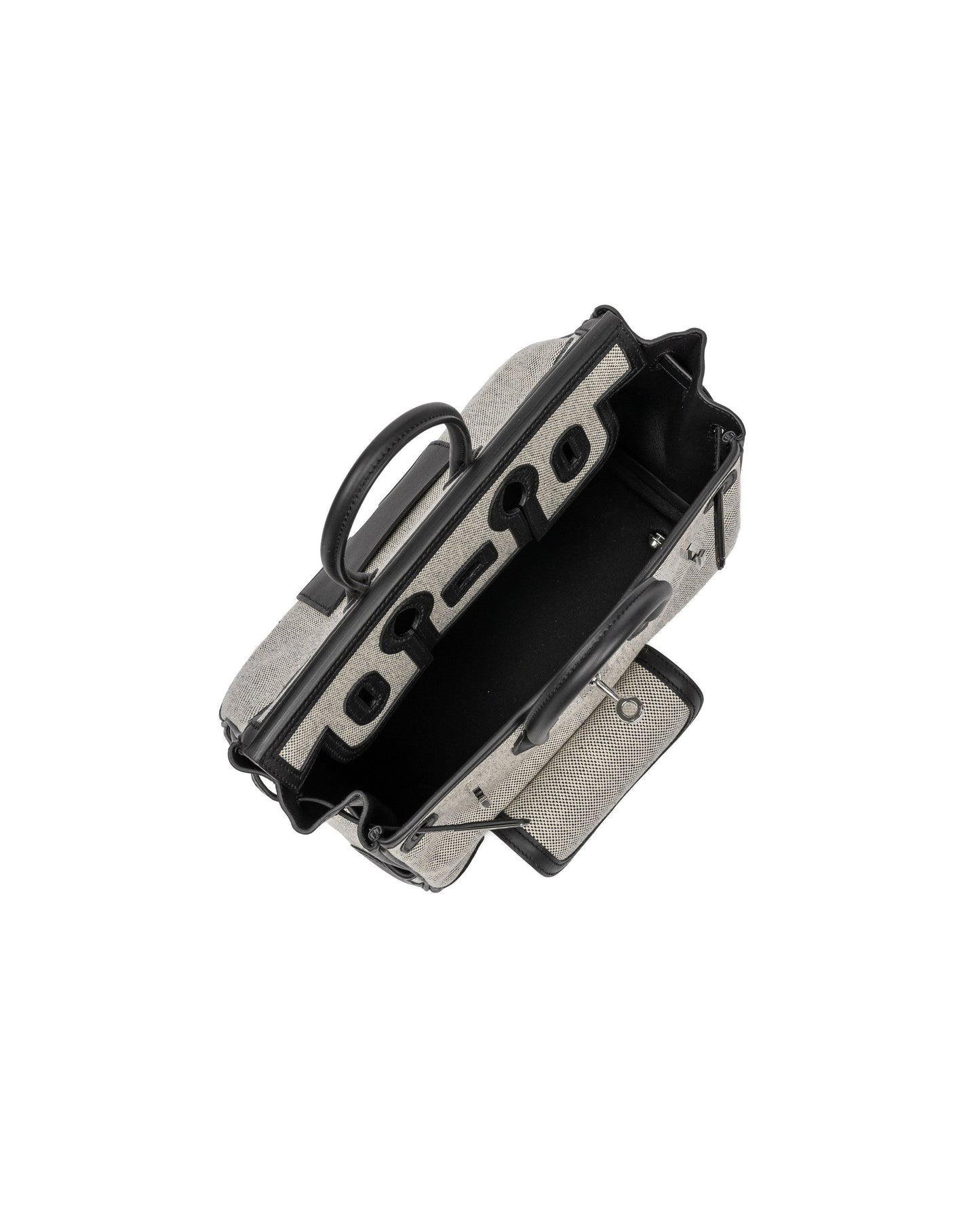 Birkin 25 Cargo Ecru/Black in Toile & Swift Leather with Palladium Hardware