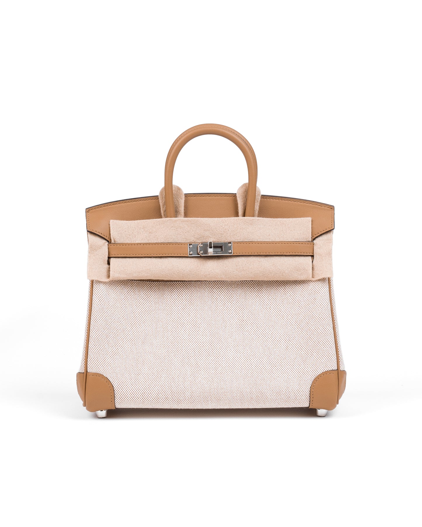 Birkin 25 Ecru/Chai in Toile/Swift leather with Palladium Hardware