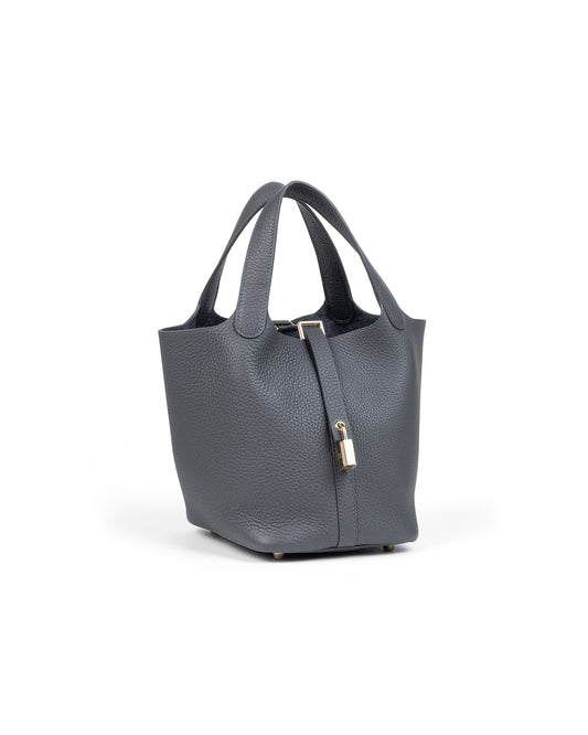 Picotin 18 Ardoise in Taurillon Clemence leather with Gold Hardware