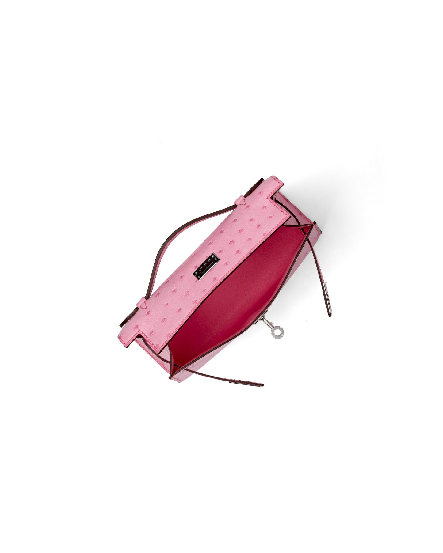 Kelly Pochette Bubblegum Ostrich with Palladium Hardware