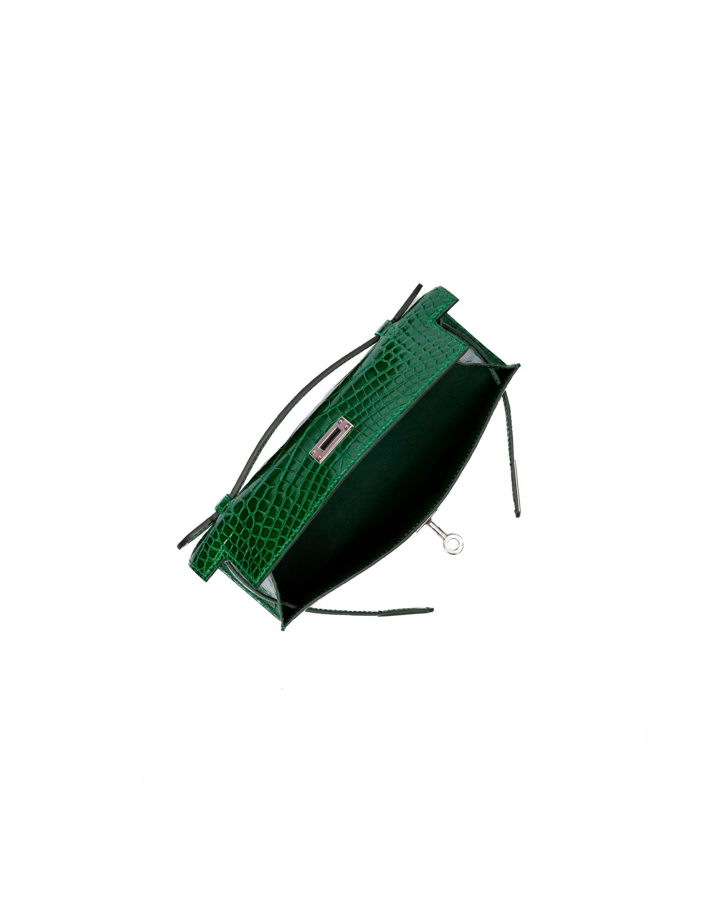 Kelly Pochette Vert Émeraude in Shiny Alligator with Palladium Hardware