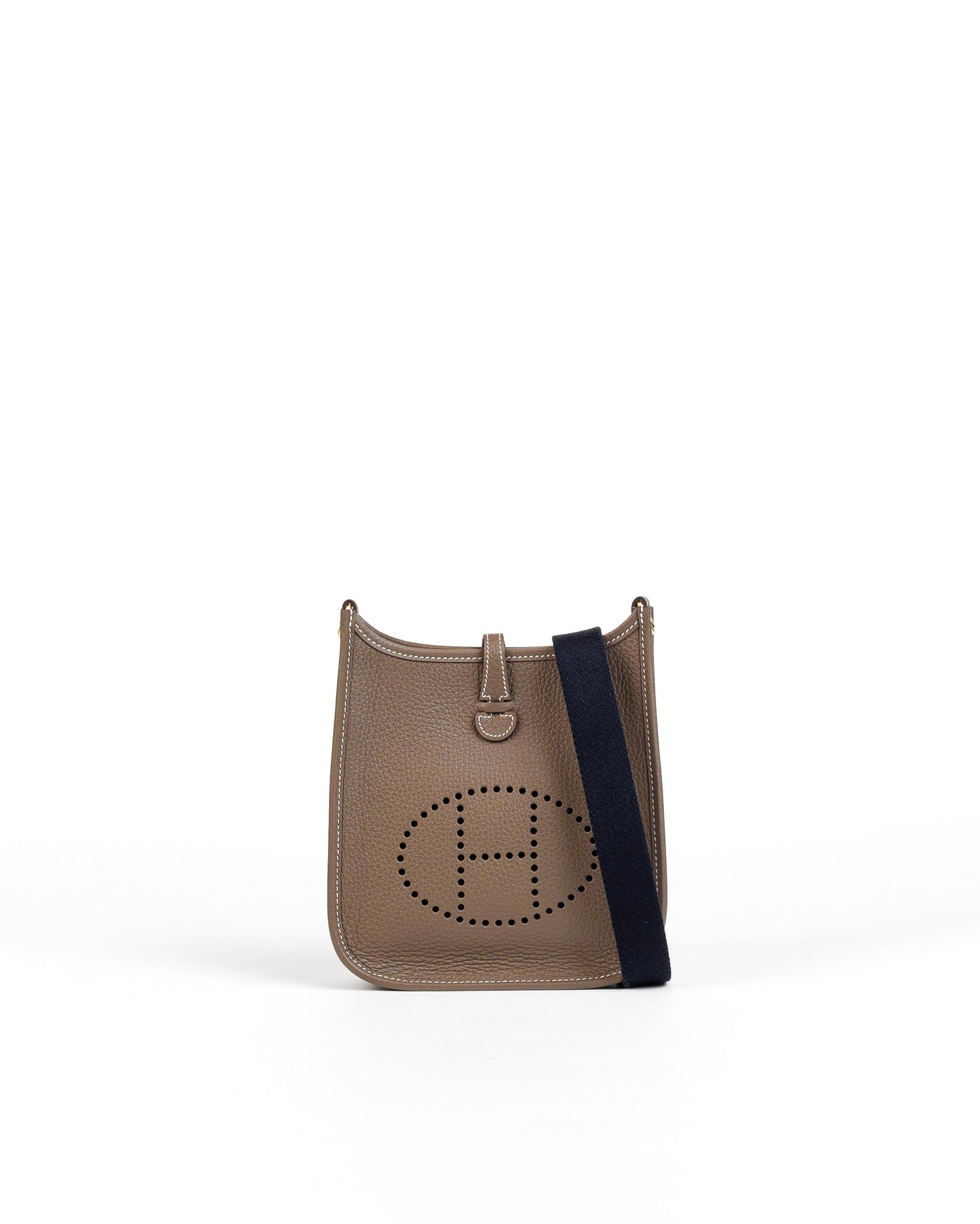 Mini Evelyne Etoupe/Blue Indigo in Taurillon Clemence Leather with Gold Hardware