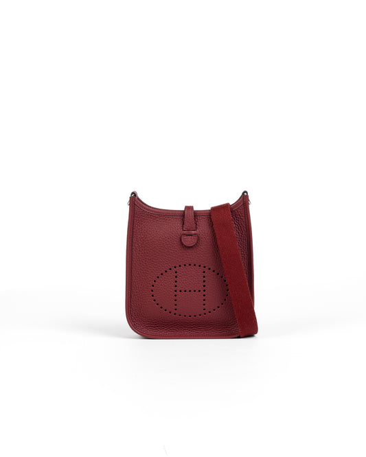 Mini Evelyne Rouge H in Taurillon Clemence leather with Palladium Hardware