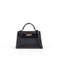 Kelly 20 Black in Veau Madame Leather and Alligator Touch with Gold Hardware
