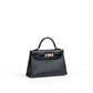 Kelly 20 Black in Veau Madame Leather and Alligator Touch with Gold Hardware