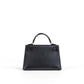 Kelly 20 Black in Veau Madame Leather and Alligator Touch with Gold Hardware
