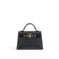 Kelly 20 Black in Veau Madame Leather and Alligator Touch with Gold Hardware