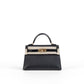 Kelly 20 Black in Veau Madame Leather and Alligator Touch with Gold Hardware