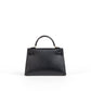 Kelly 20cm Sellier Black Madame Veau Lizard Touch Gold Hardware
