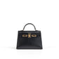 Kelly 20cm Sellier Black Madame Veau Lizard Touch Gold Hardware