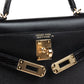 Kelly 20cm Sellier Black Madame Veau Lizard Touch Gold Hardware