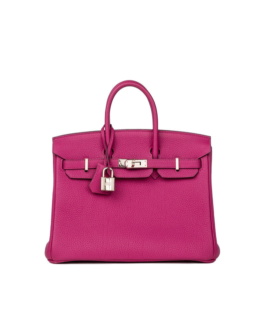 (Preloved) Birkin 25 Rose Pourpre in Togo Leather with Palladium Hardware