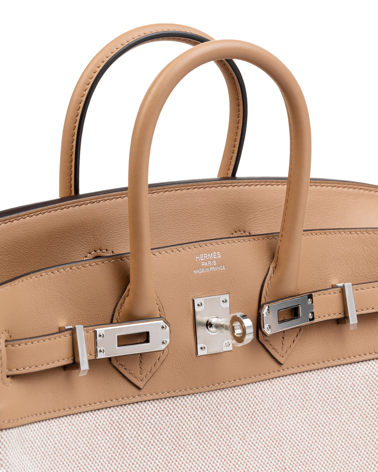 Birkin 25 Ecru/Chai in Toile/Swift leather with Palladium Hardware