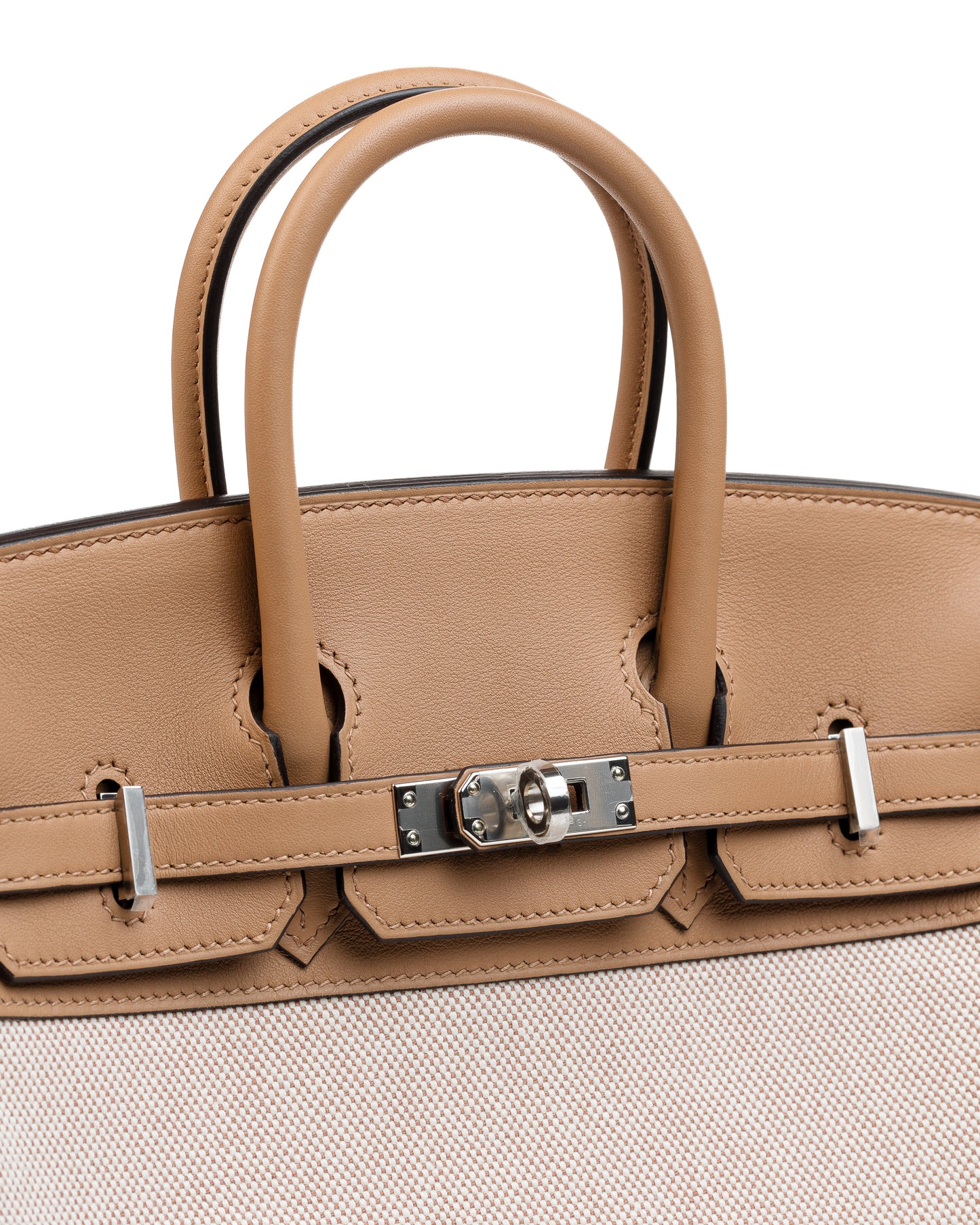 Birkin 25 Ecru/Chai in Toile/Swift leather with Palladium Hardware