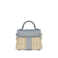 Kelly 20 Bleu Glacier in Swift and Naturel Osier Wicker Leather with Palladium Hardware