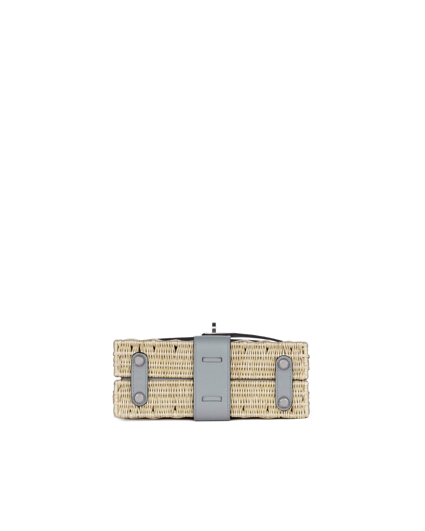 Kelly 20 Bleu Glacier in Swift and Naturel Osier Wicker Leather with Palladium Hardware