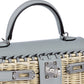 Kelly 20 Bleu Glacier in Swift and Naturel Osier Wicker Leather with Palladium Hardware