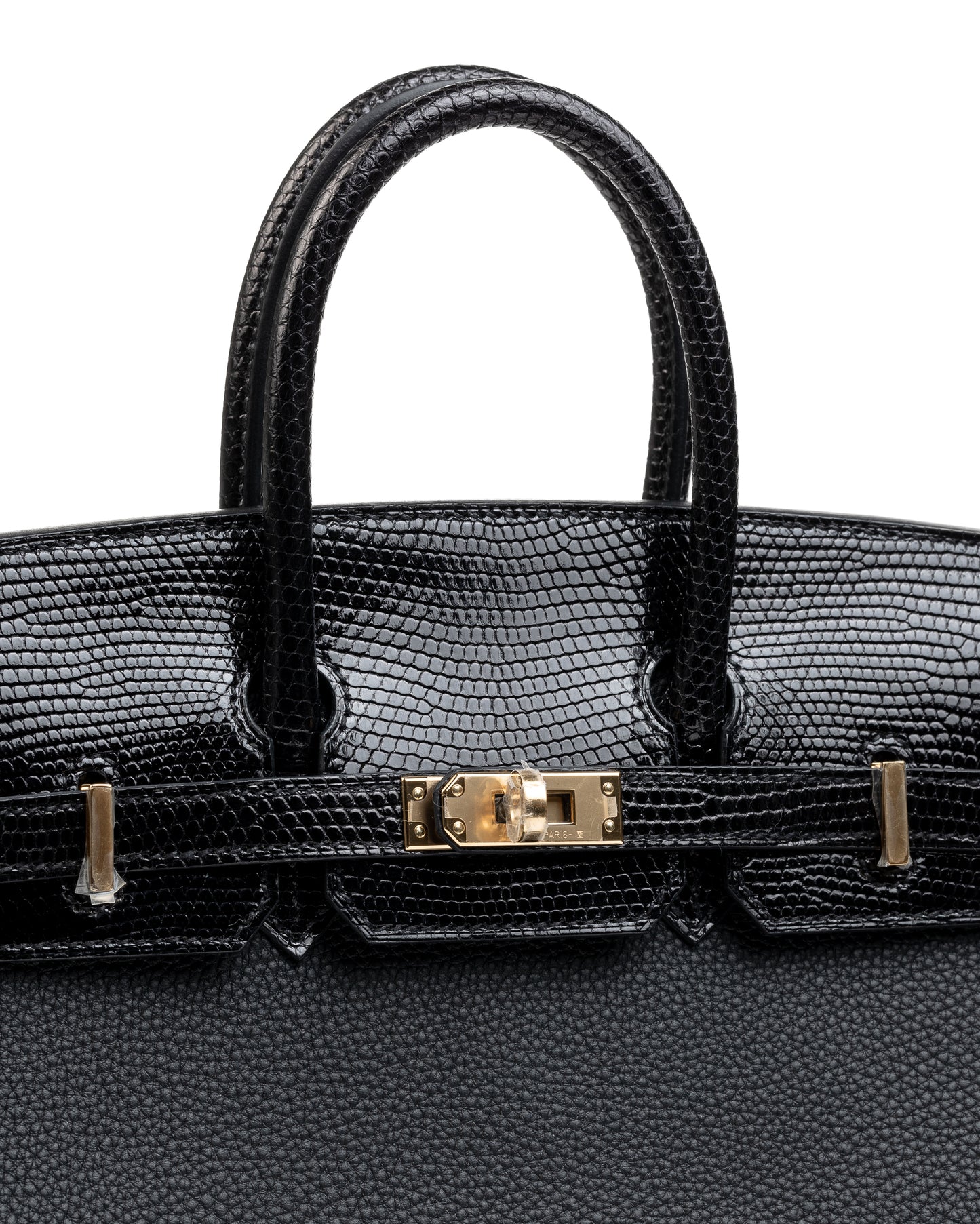 Birkin 25 Black in Togo leather and Lizard touch with Gold  Hardware