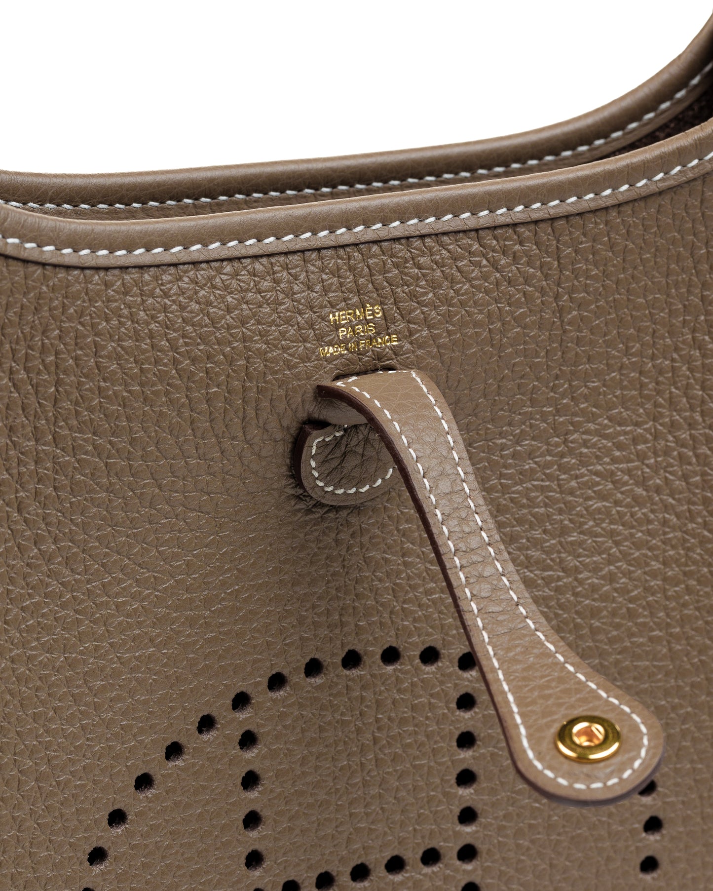 Mini Evelyne Etoupe/Blue Indigo in Taurillon Clemence leather with Gold Hardware