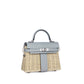Kelly 20 Bleu Glacier in Swift and Naturel Osier Wicker Leather with Palladium Hardware