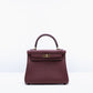 Kelly 25 Rouge H in Togo leather with Gold Hardware
