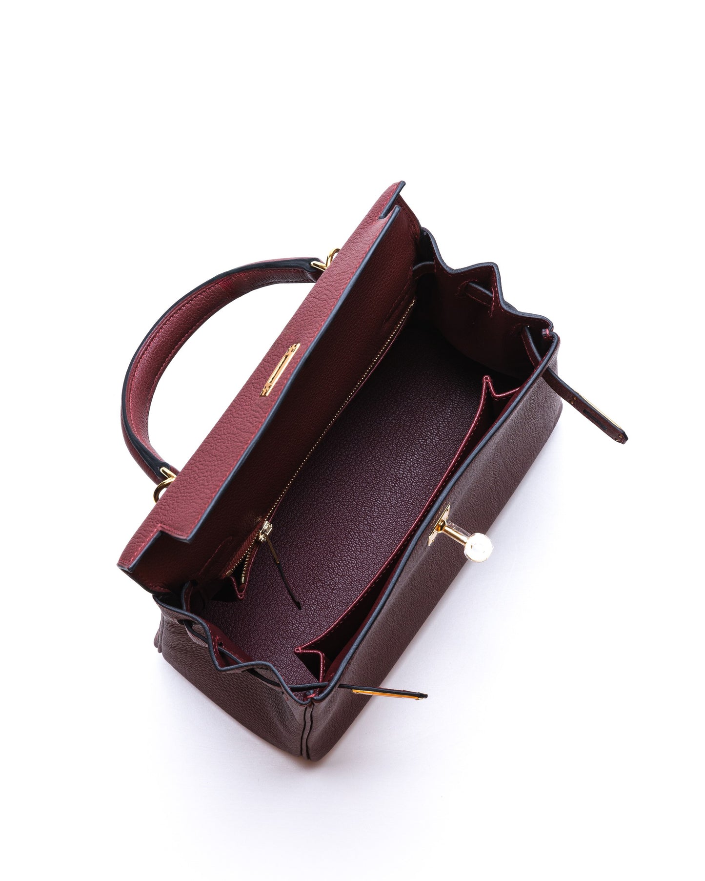 Kelly 25 Rouge H in Togo leather with Gold Hardware