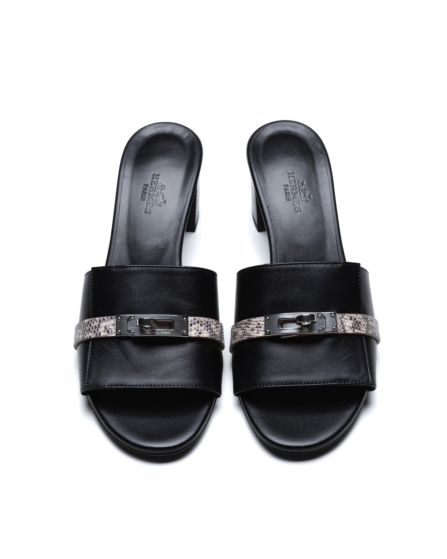 Gigi 50 Noir Sandal With Lizard Touch