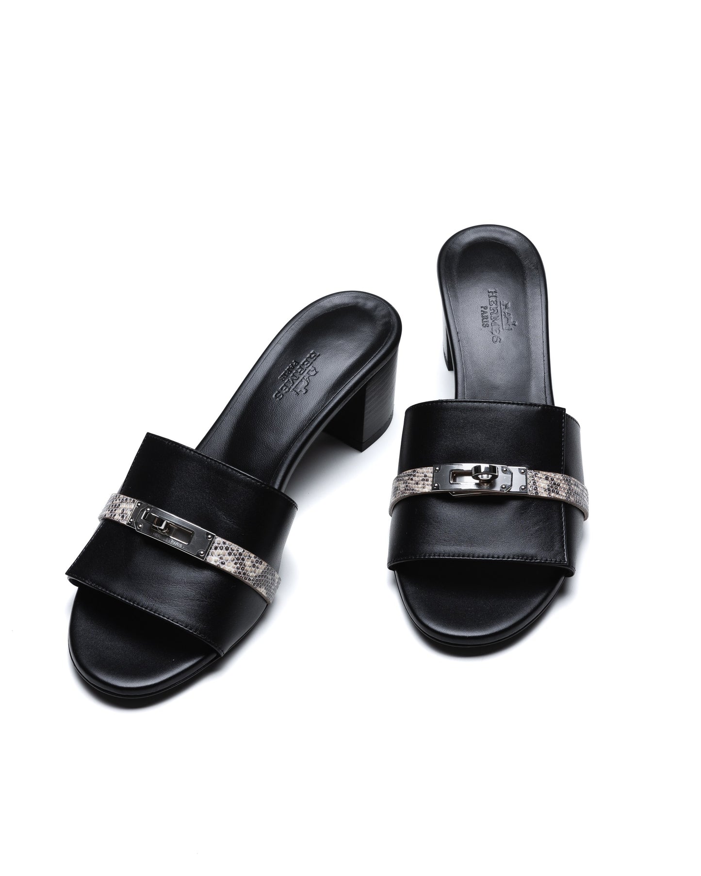 Gigi 50 Noir Sandal With Lizard Touch